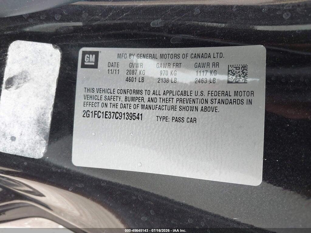 2G1FC1E37C9139541 2012 CHEVROLET CAMARO photo no. 9