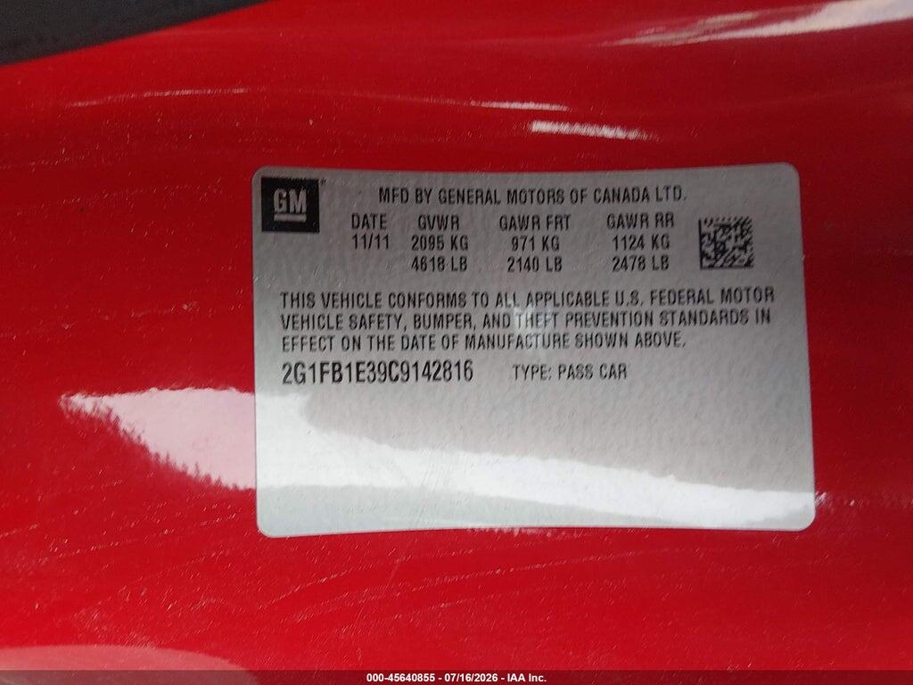 2G1FB1E39C9142816 2012 CHEVROLET CAMARO photo no. 9