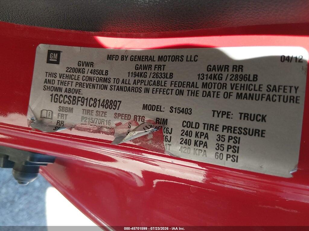 1GCCSBF91C8148897 2012 CHEVROLET COLORADO photo no. 9