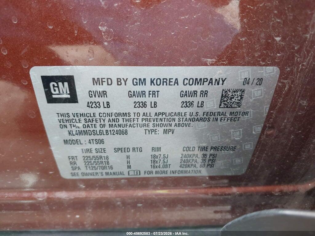KL4MMDSL6LB124068 2020 BUICK ENCORE GX photo no. 9