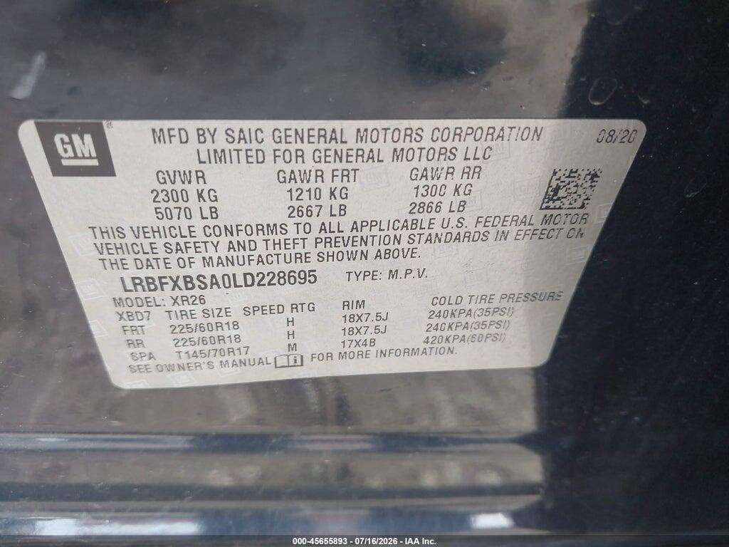 LRBFXBSA0LD228695 2020 BUICK ENVISION photo no. 9