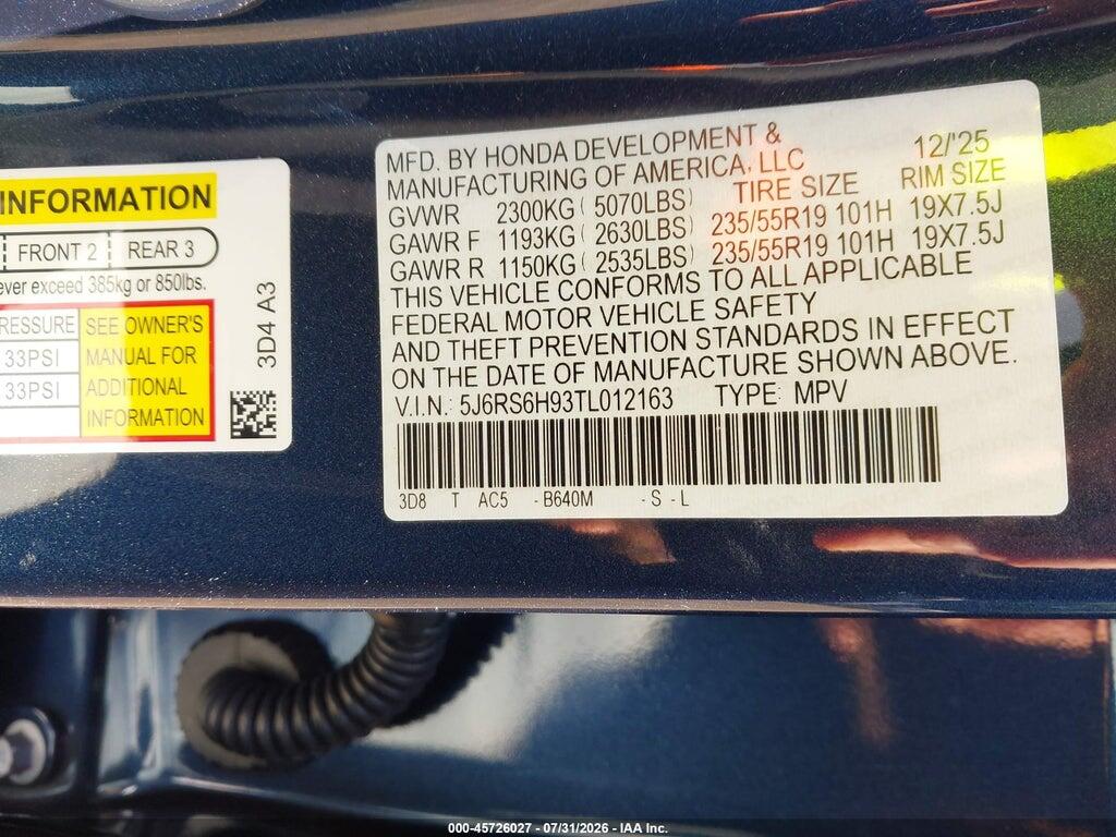 5J6RS6H93TL012163 2026 HONDA CR-V HYBRID photo no. 9