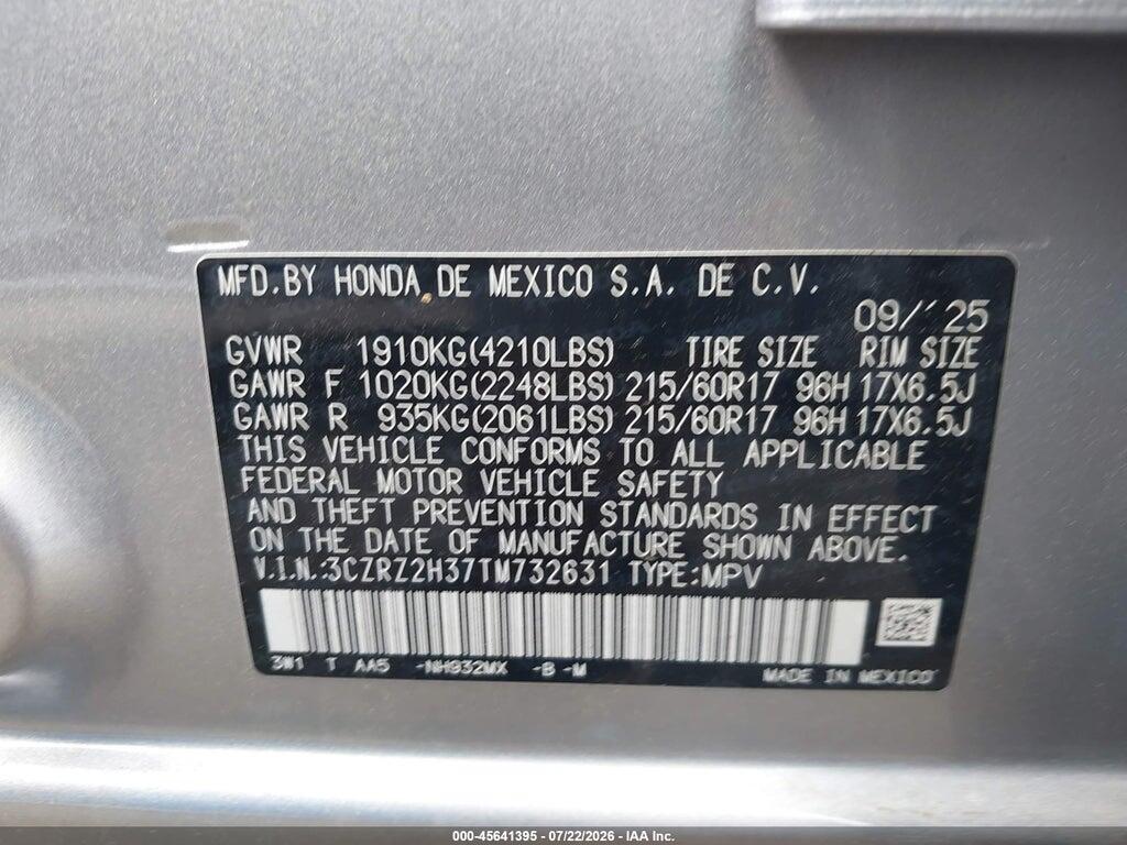 3CZRZ2H37TM732631 2026 HONDA HR-V photo no. 9