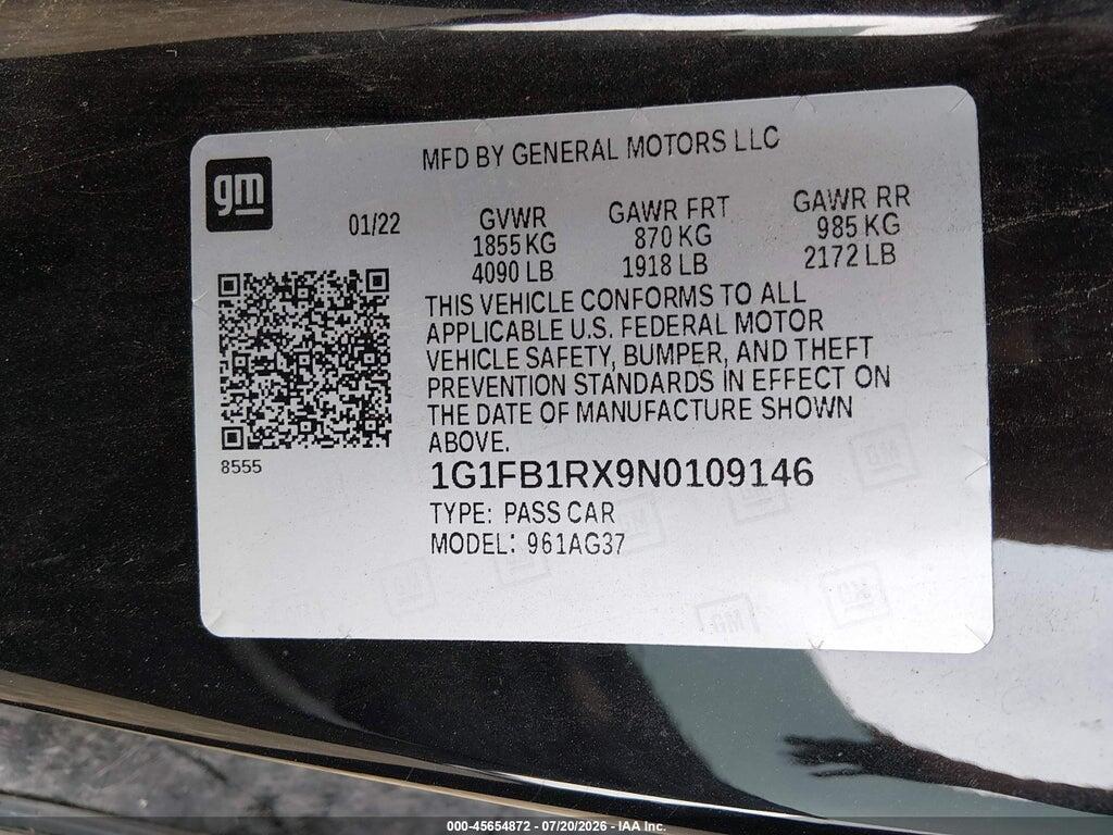 1G1FB1RX9N0109146 2022 CHEVROLET CAMARO photo no. 9