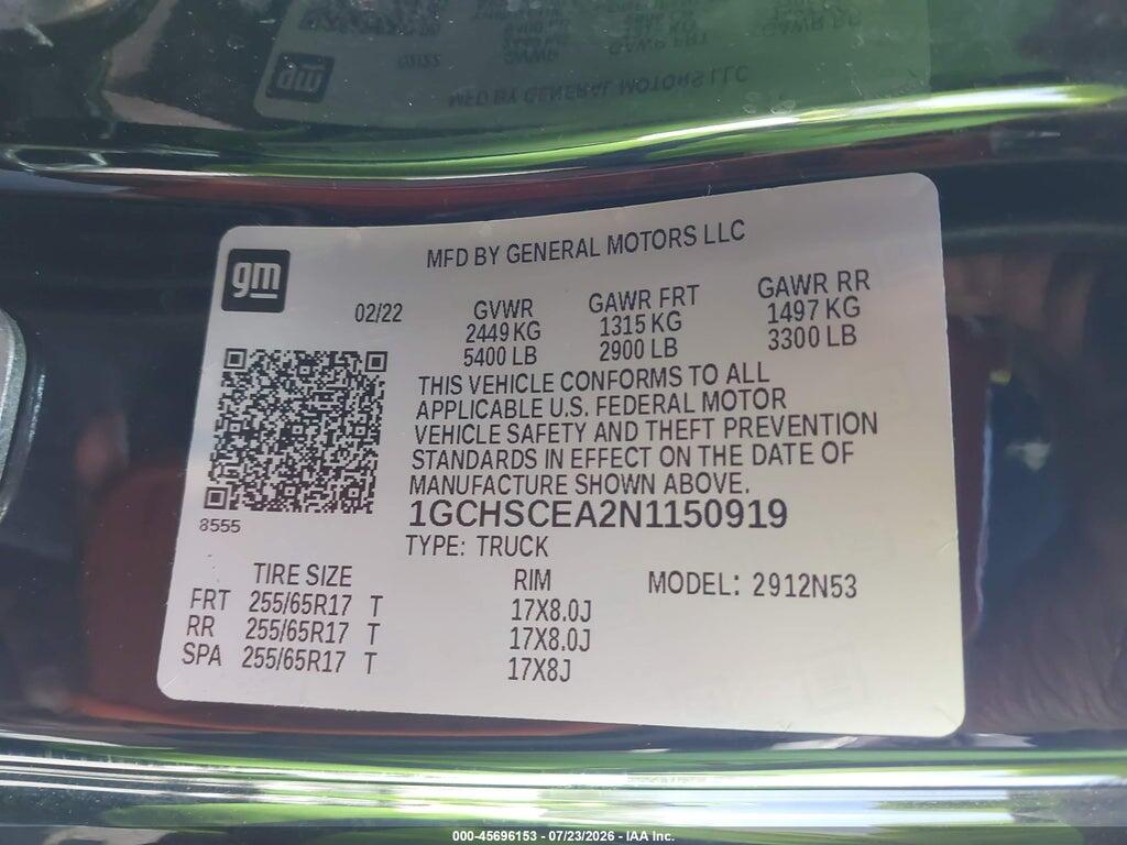 1GCHSCEA2N1150919 2022 CHEVROLET COLORADO photo no. 9