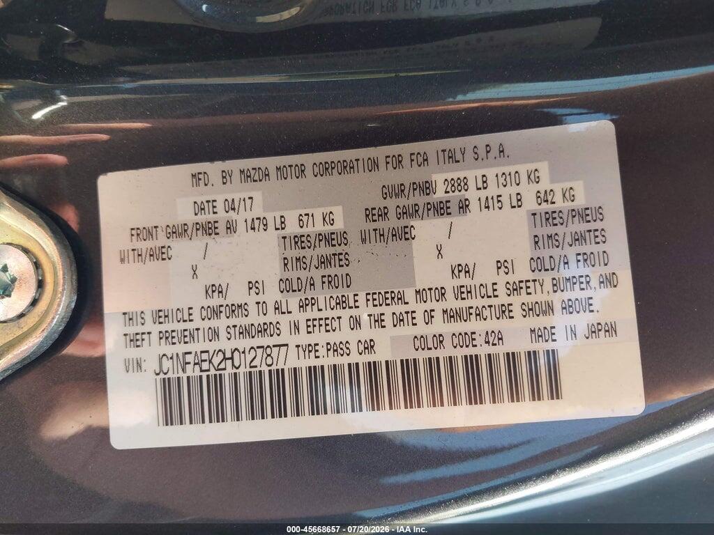 JC1NFAEK2H0127877 2017 FIAT 124 SPIDER photo no. 9