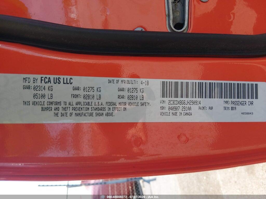 2C3CDXBG6JH290914 2018 DODGE CHARGER photo no. 9
