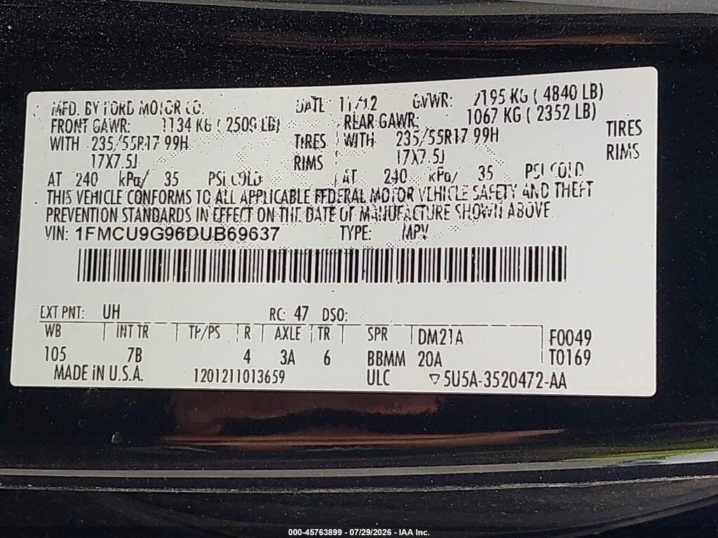 1FMCU9G96DUB69637 2013 FORD ESCAPE photo no. 9