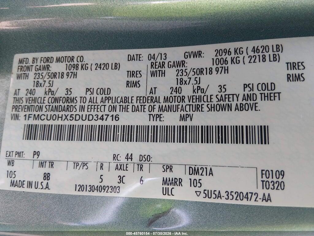 1FMCU0HX5DUD34716 2013 FORD ESCAPE photo no. 9