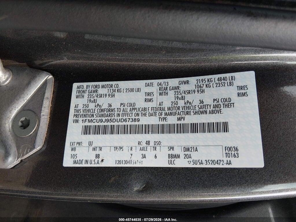 1FMCU9J95DUD67389 2013 FORD ESCAPE photo no. 9