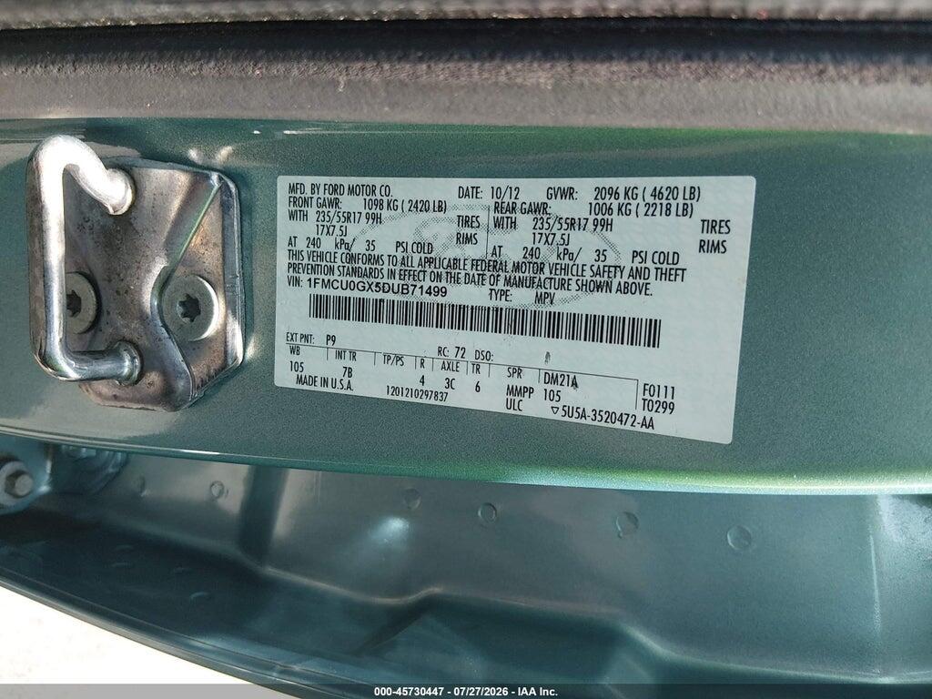 1FMCU0GX5DUB71499 2013 FORD ESCAPE photo no. 9