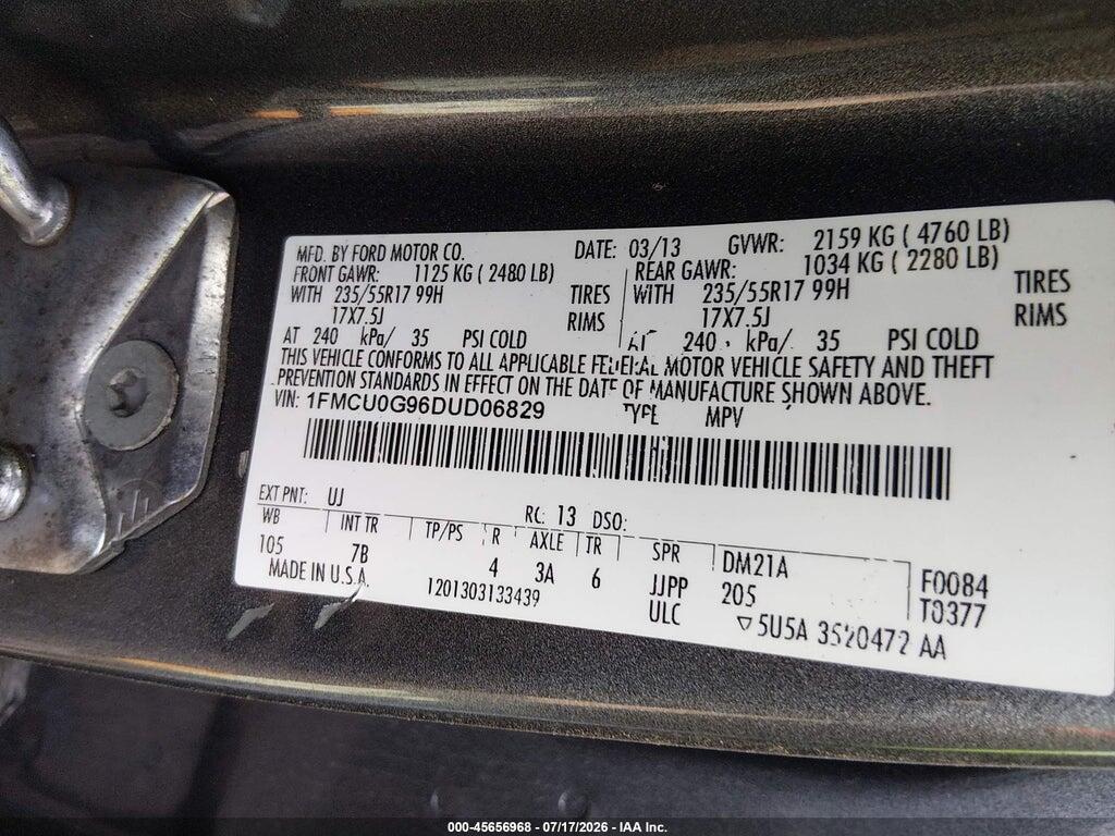 1FMCU0G96DUD06829 2013 FORD ESCAPE photo no. 9