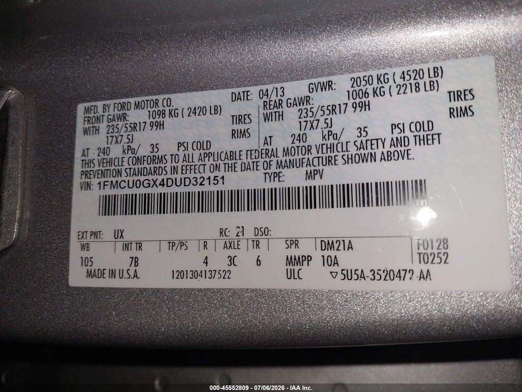 1FMCU0GX4DUD32151 2013 FORD ESCAPE photo no. 9