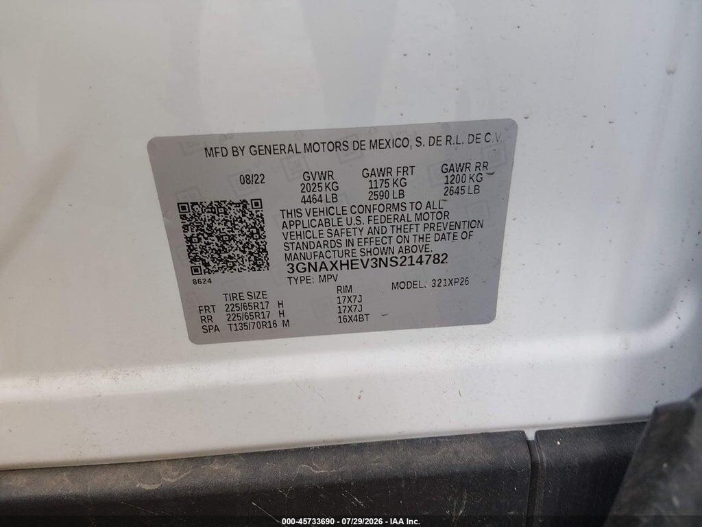 3GNAXHEV3NS214782 2022 CHEVROLET EQUINOX photo no. 9