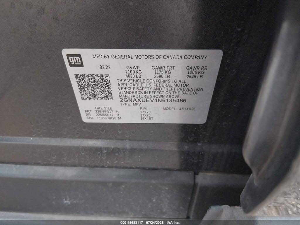 2GNAXUEV4N6135466 2022 CHEVROLET EQUINOX photo no. 9