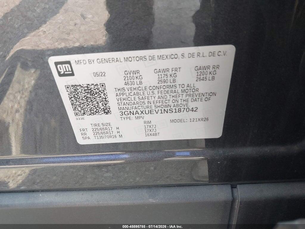 3GNAXUEV1NS187042 2022 CHEVROLET EQUINOX photo no. 9