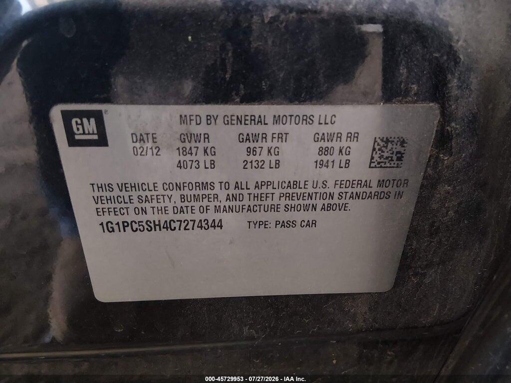 1G1PC5SH4C7274344 2012 CHEVROLET CRUZE photo no. 9