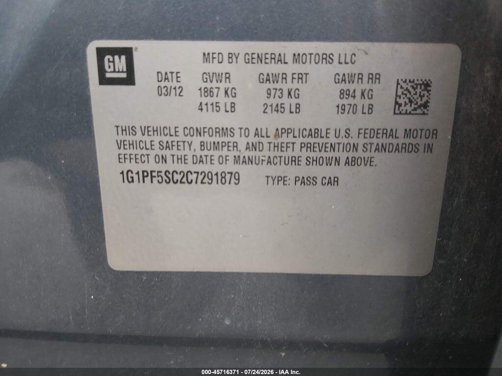 1G1PF5SC2C7291879 2012 CHEVROLET CRUZE photo no. 9