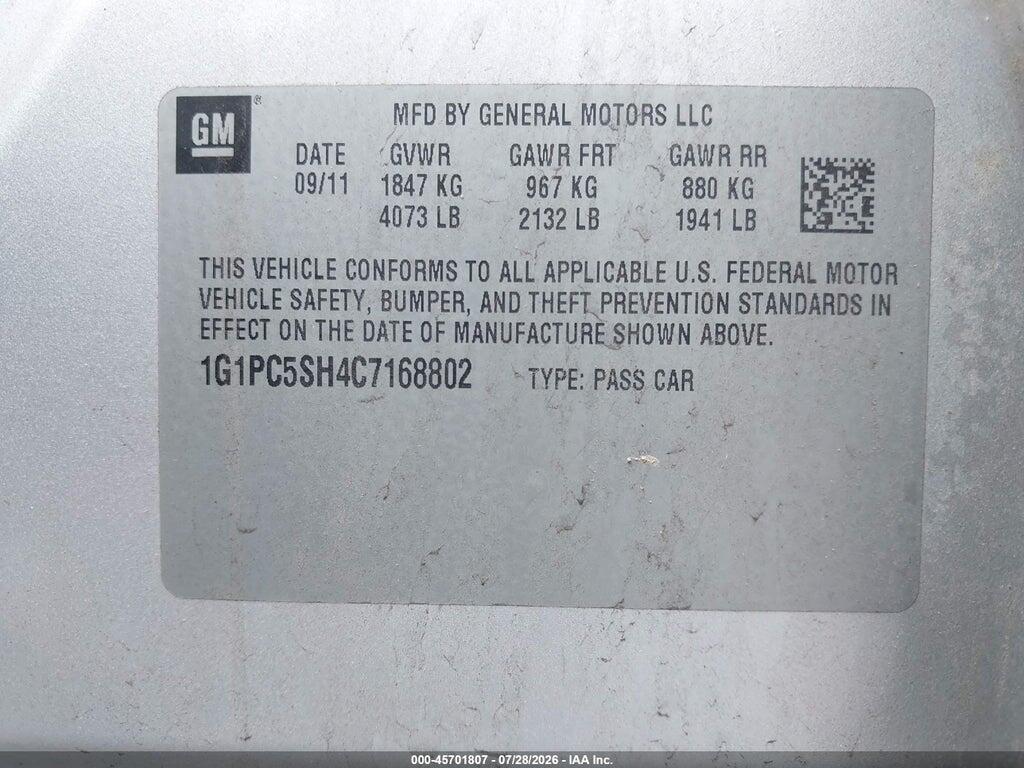 1G1PC5SH4C7168802 2012 CHEVROLET CRUZE photo no. 9