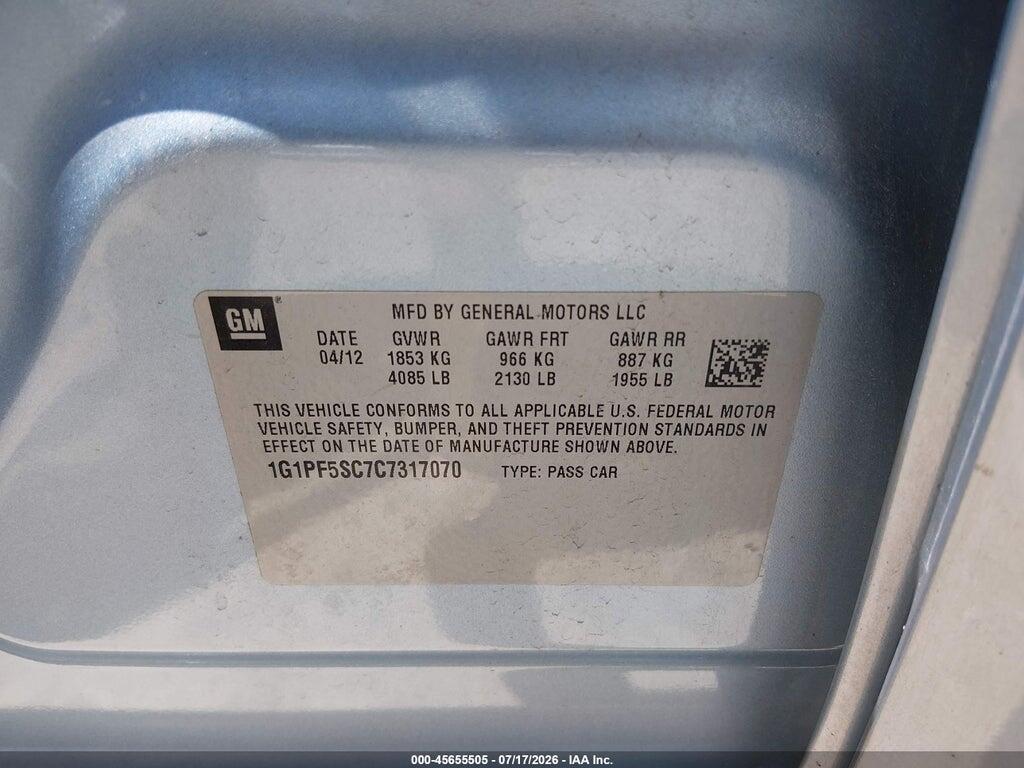 1G1PF5SC7C7317070 2012 CHEVROLET CRUZE photo no. 9