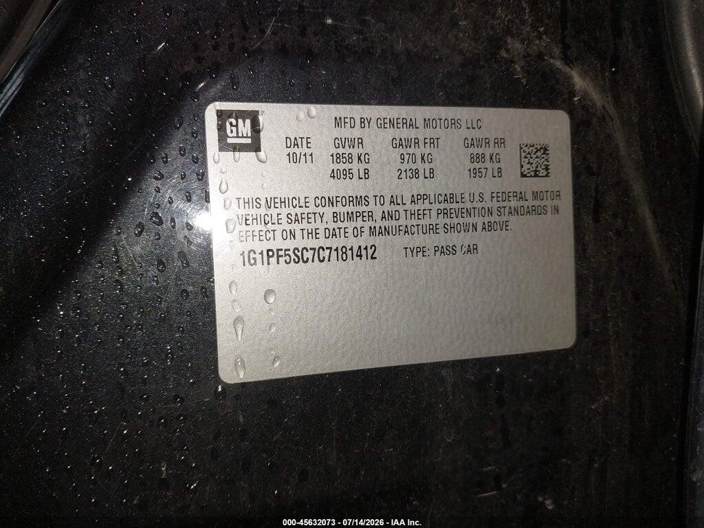 1G1PF5SC7C7181412 2012 CHEVROLET CRUZE photo no. 9