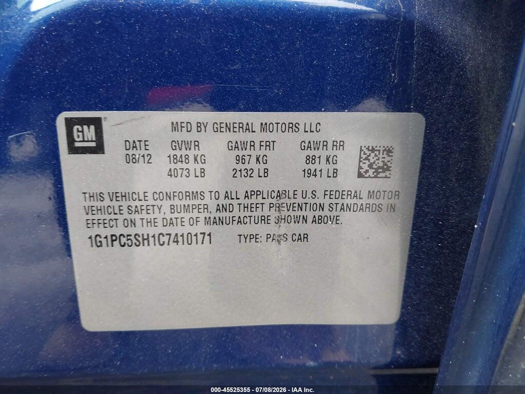 1G1PC5SH1C7410171 2012 CHEVROLET CRUZE photo no. 9