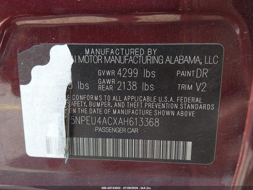 5NPEU4ACXAH613368 2010 HYUNDAI SONATA photo no. 9
