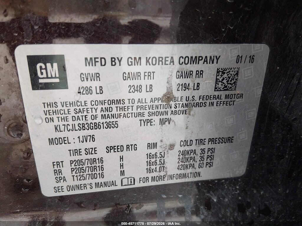 KL7CJLSB3GB613655 2016 CHEVROLET TRAX photo no. 9