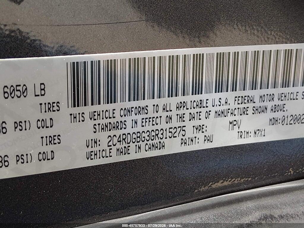 2C4RDGBG3GR315275 2016 DODGE GRAND CARAVAN photo no. 9