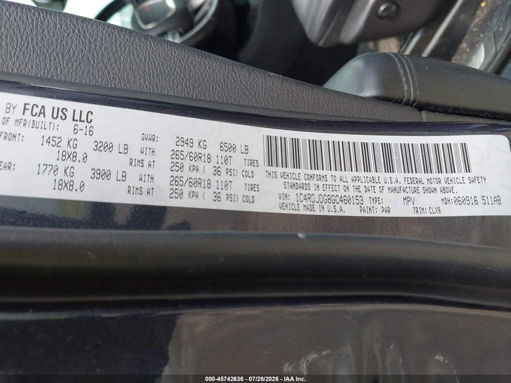 1C4RDJDG8GC460153 2016 DODGE DURANGO photo no. 9