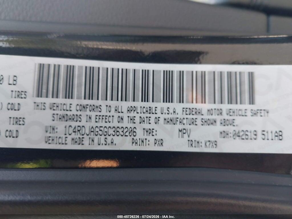 1C4RDJAG5GC363206 2016 DODGE DURANGO photo no. 9