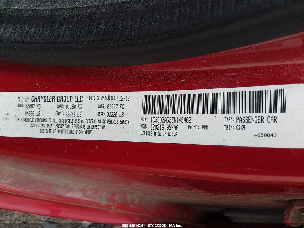 1C3CDZAG2EN149462 2014 DODGE AVENGER photo no. 9