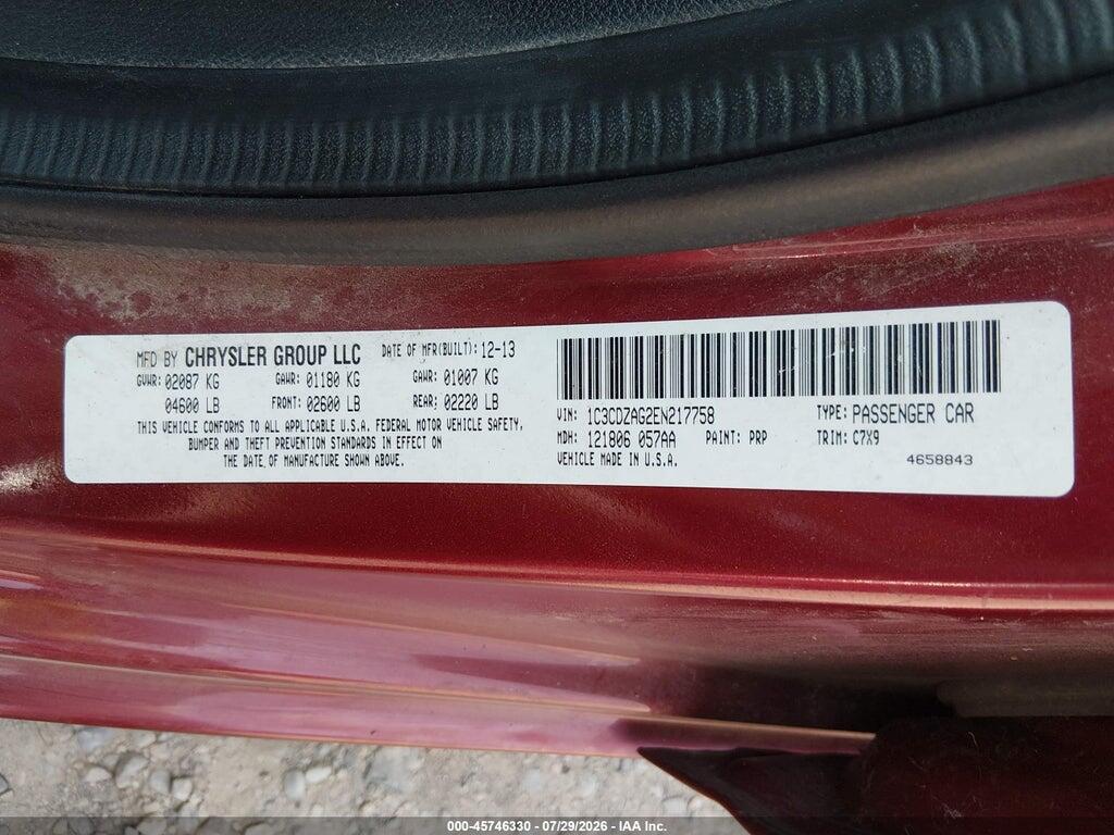 1C3CDZAG2EN217758 2014 DODGE AVENGER photo no. 9