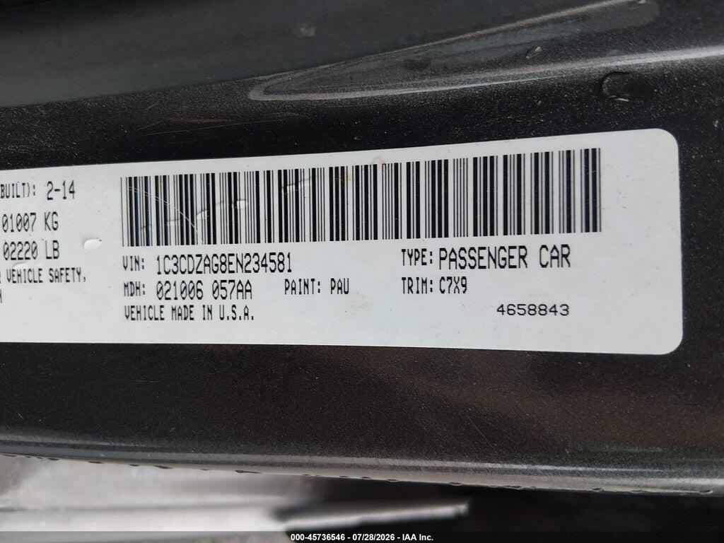 1C3CDZAG8EN234581 2014 DODGE AVENGER photo no. 9
