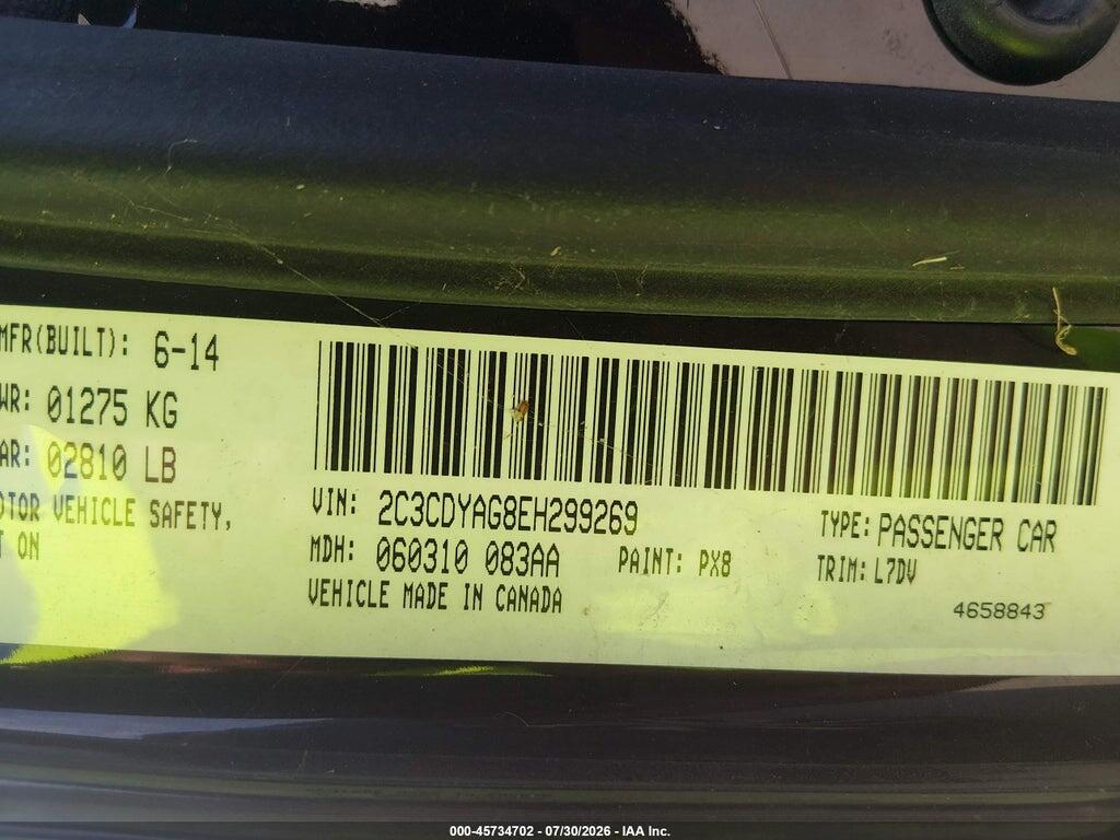 2C3CDYAG8EH299269 2014 DODGE CHALLENGER photo no. 9