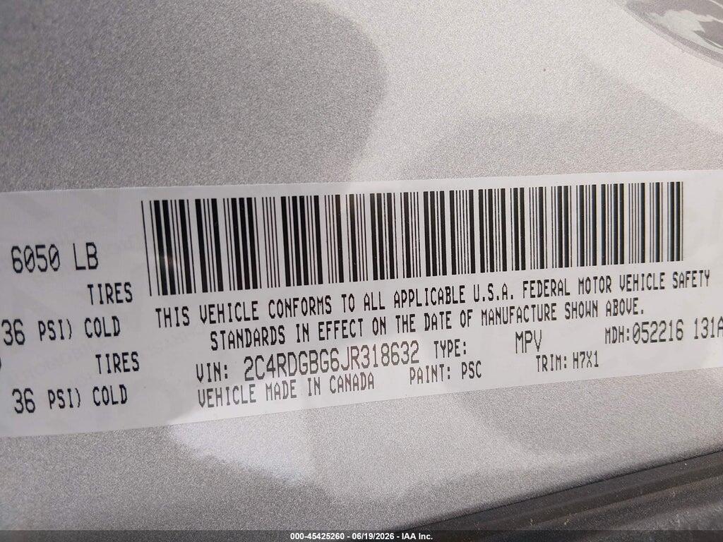 2C4RDGBG6JR318632 2018 DODGE GRAND CARAVAN photo no. 9