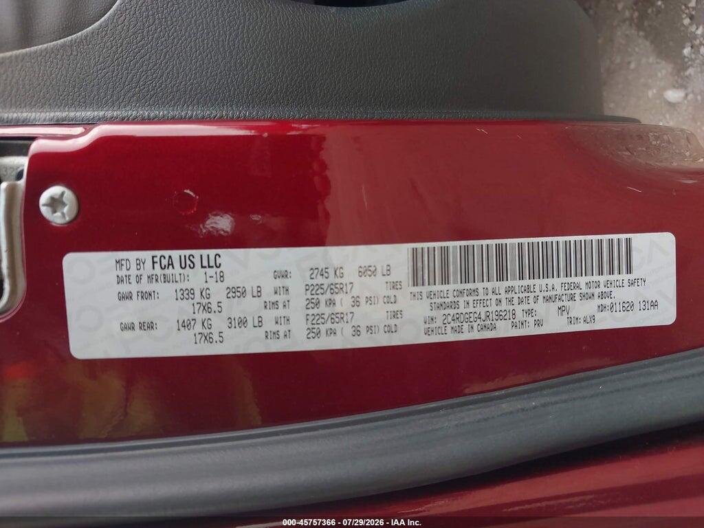 2C4RDGEG4JR196218 2018 DODGE GRAND CARAVAN photo no. 9