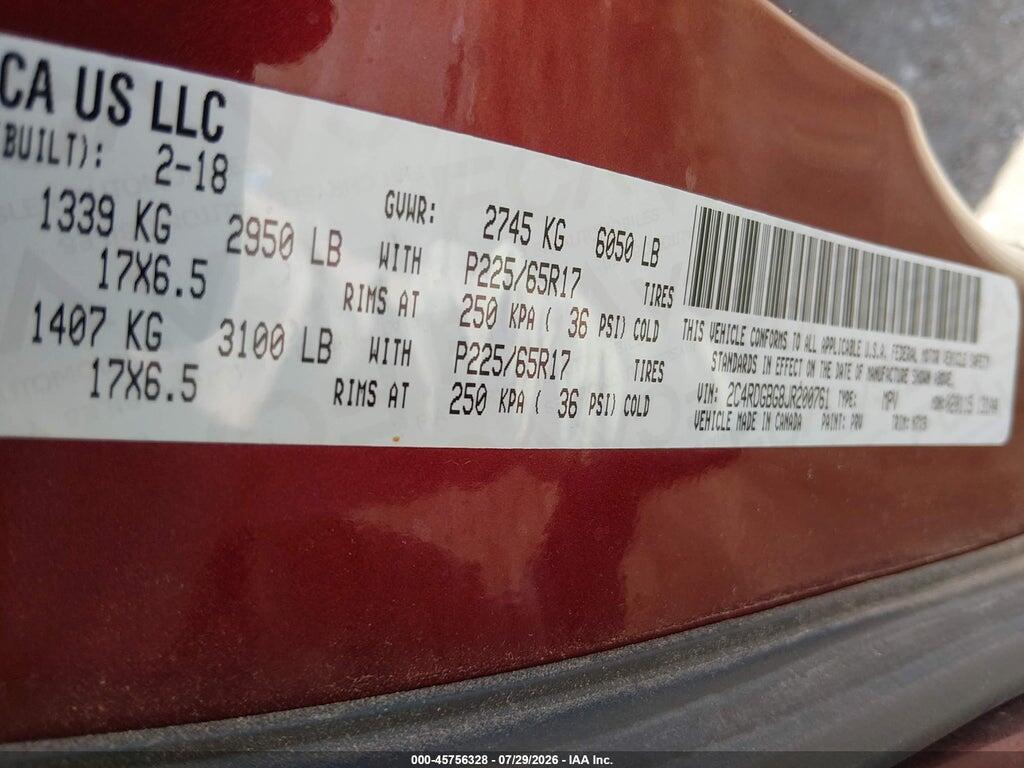 2C4RDGBG8JR200761 2018 DODGE GRAND CARAVAN photo no. 9