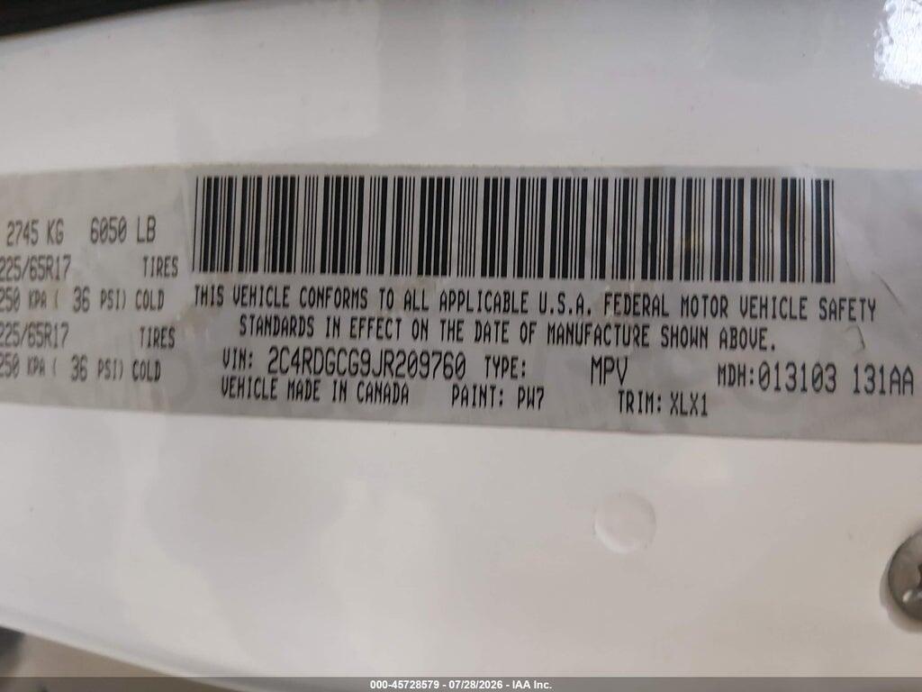 2C4RDGCG9JR209760 2018 DODGE GRAND CARAVAN photo no. 9