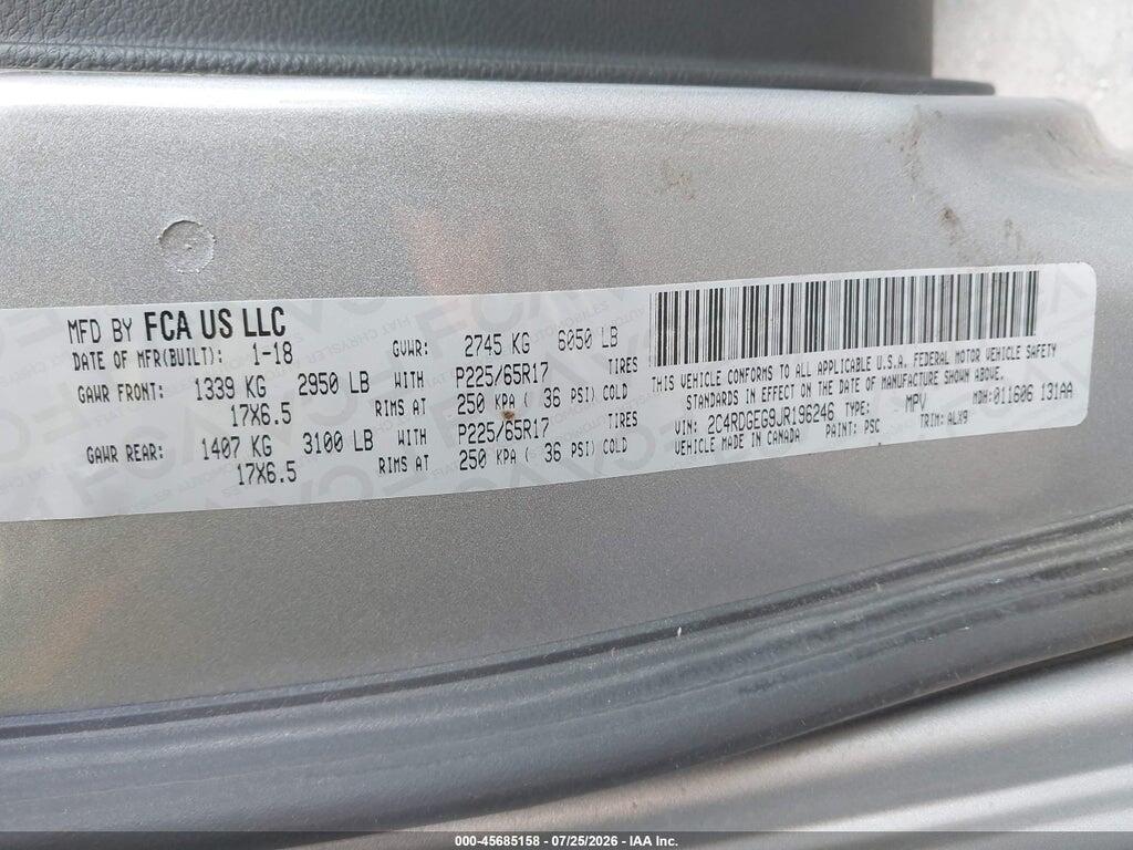 2C4RDGEG9JR196246 2018 DODGE GRAND CARAVAN photo no. 9