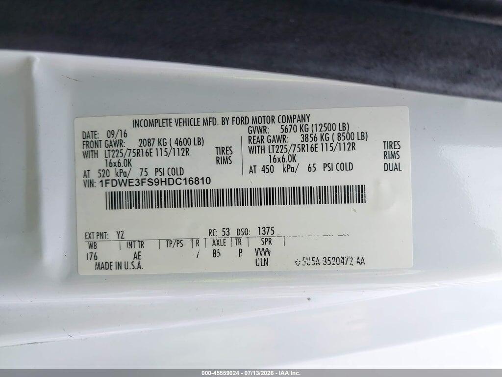 1FDWE3FS9HDC16810 2017 FORD E-350 CUTAWAY photo no. 8