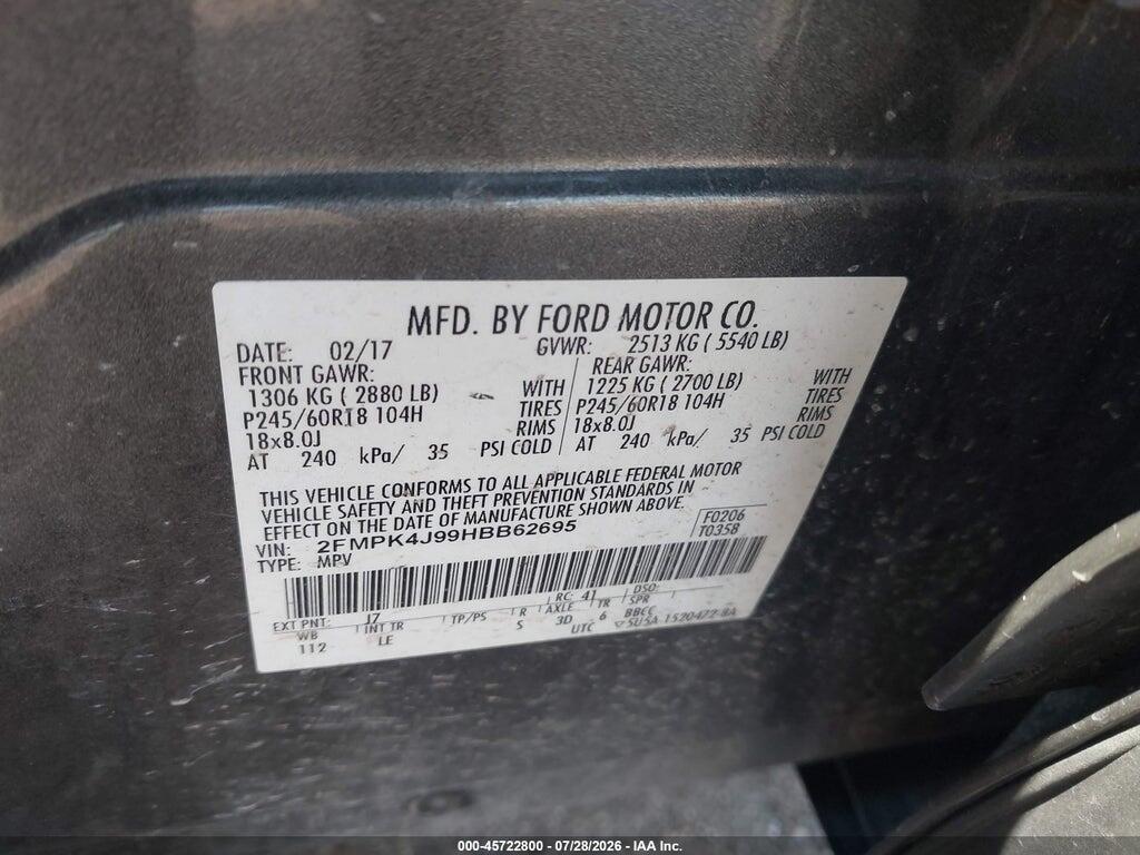 2FMPK4J99HBB62695 2017 FORD EDGE photo no. 9