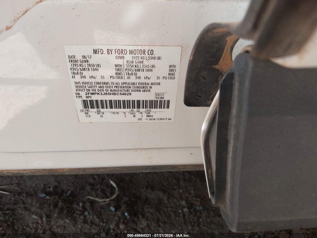 2FMPK3J85HBC54629 2017 FORD EDGE photo no. 9