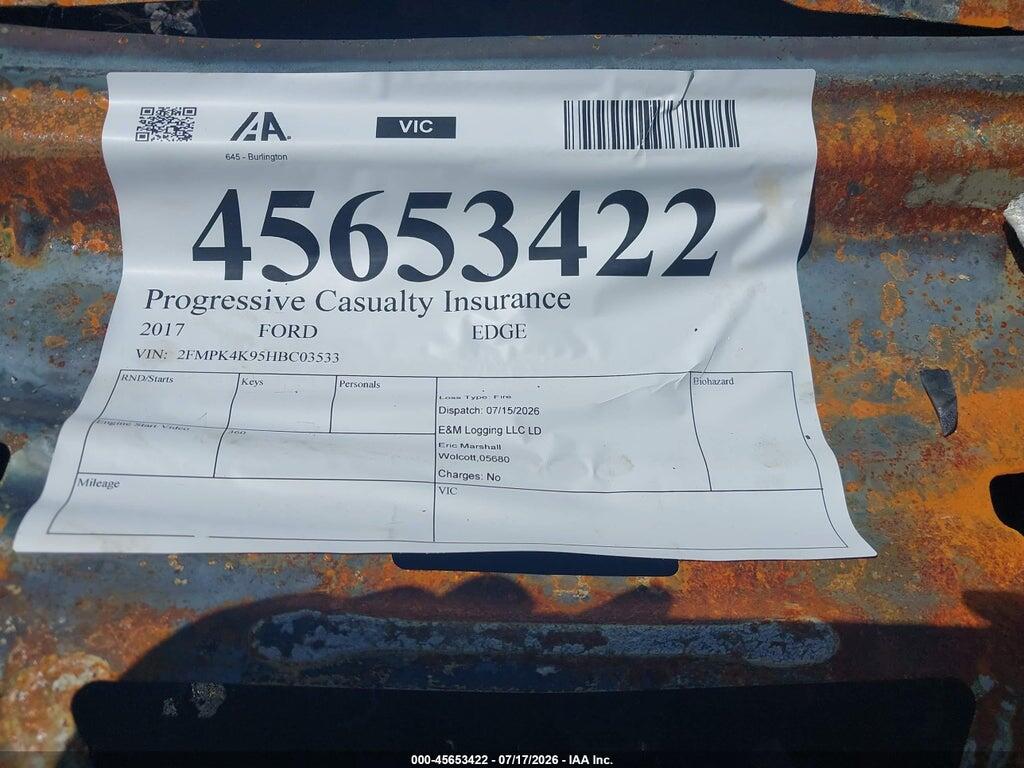 2FMPK4K95HBC03533 2017 FORD EDGE photo no. 9