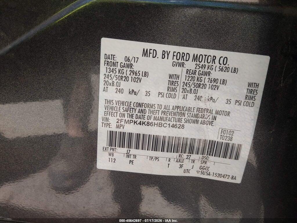 2FMPK4K86HBC14628 2017 FORD EDGE photo no. 9