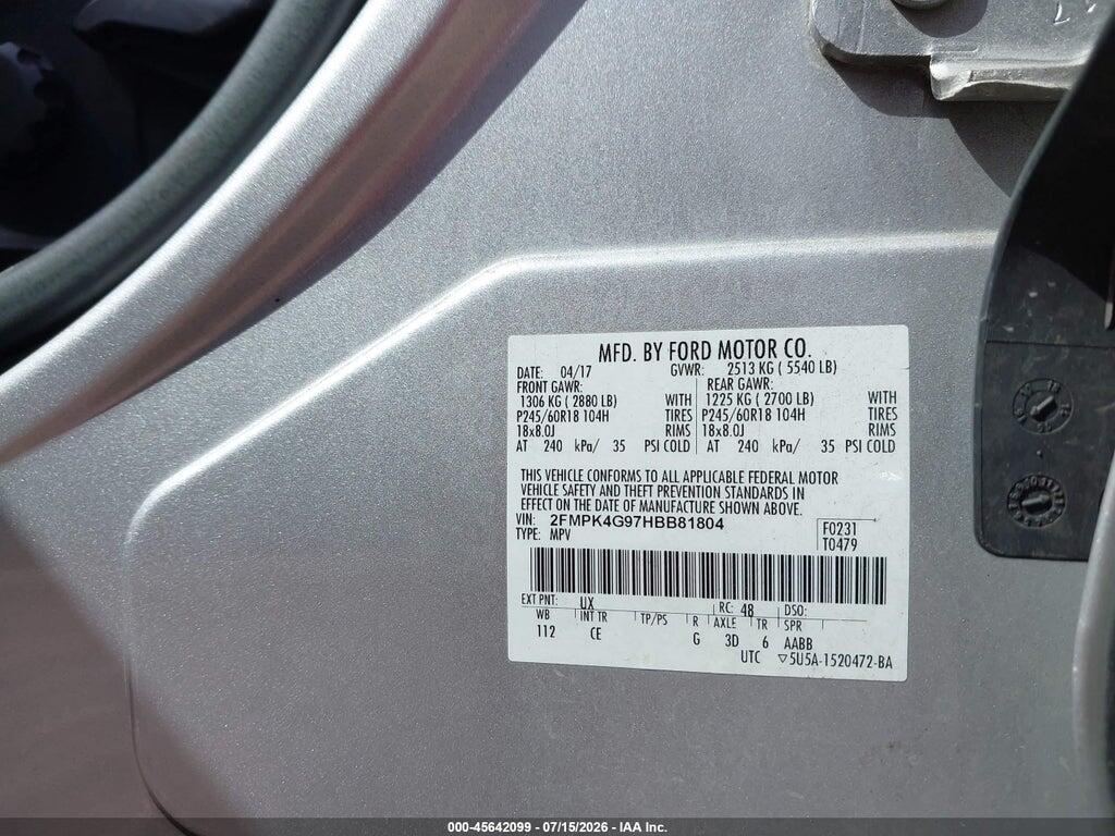 2FMPK4G97HBB81804 2017 FORD EDGE photo no. 9