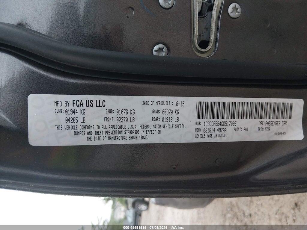1C3CDFBB4GD517005 2016 DODGE DART photo no. 9