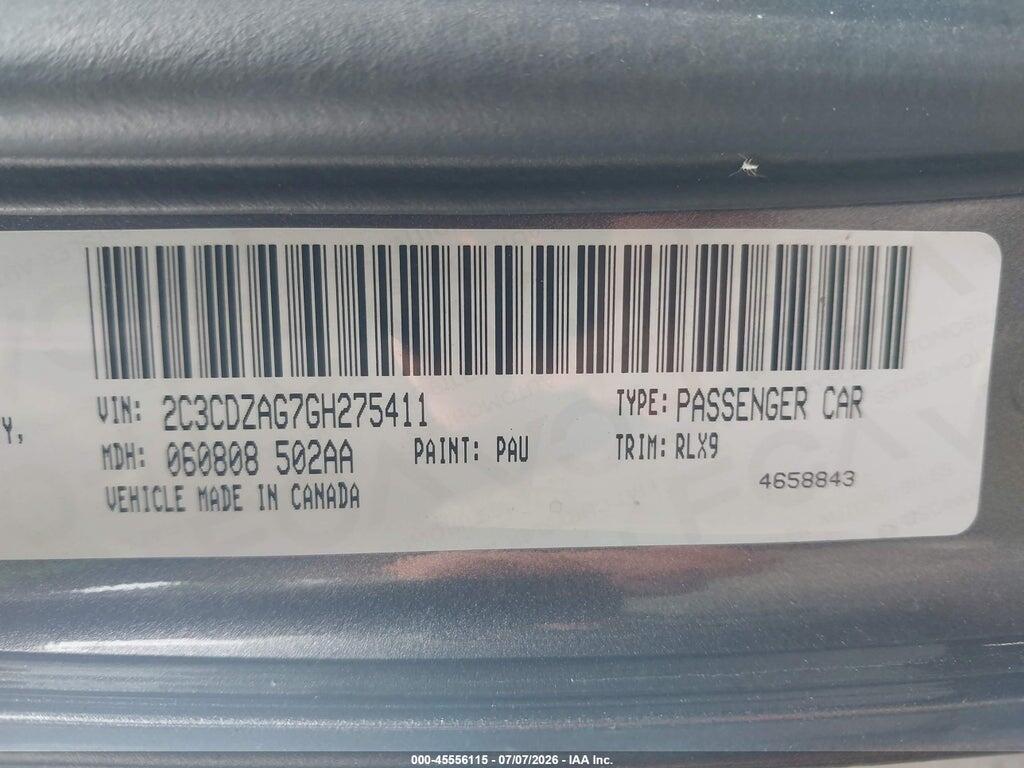 2C3CDZAG7GH275411 2016 DODGE CHALLENGER photo no. 9