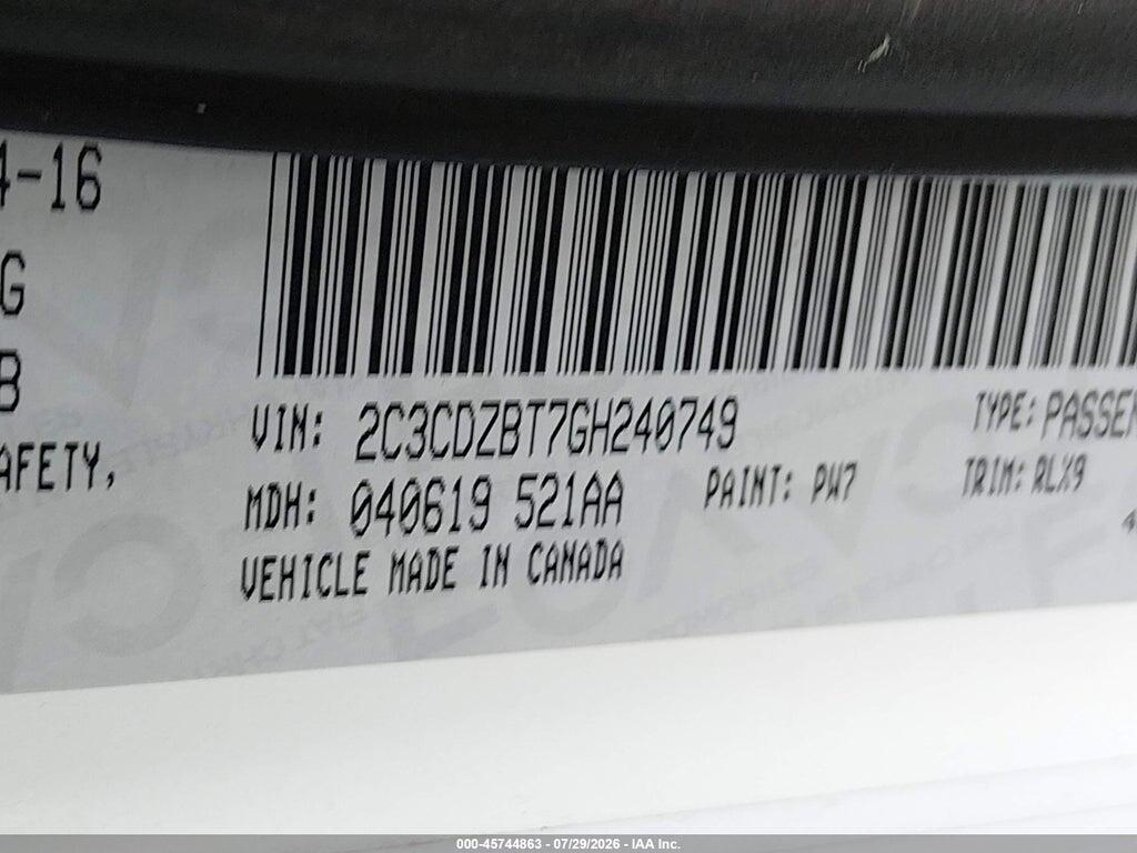 2C3CDZBT7GH240749 2016 DODGE CHALLENGER photo no. 9