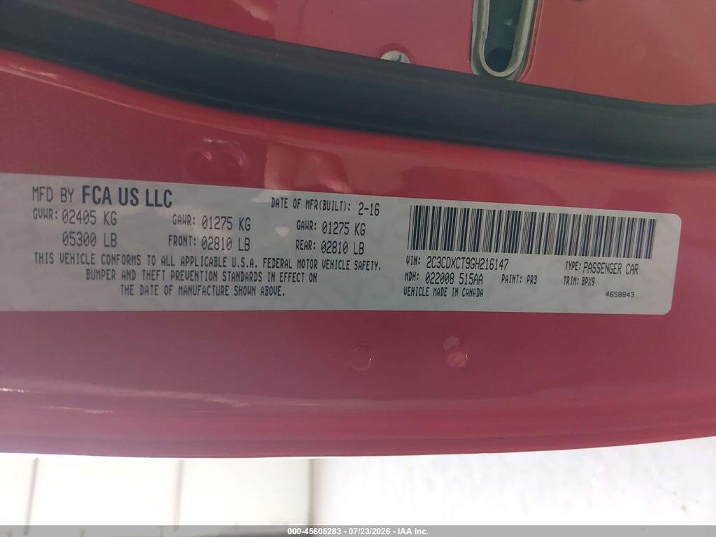 2C3CDXCT9GH216147 2016 DODGE CHARGER photo no. 9